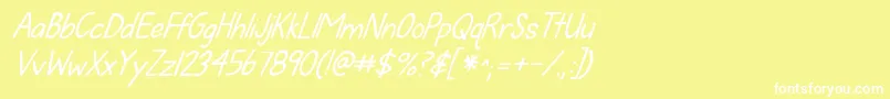 Fonte Kgfallforyouitalics – fontes brancas em um fundo amarelo