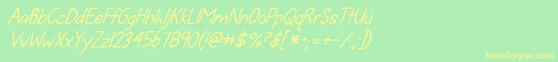 Kgfallforyouitalics Font – Yellow Fonts on Green Background