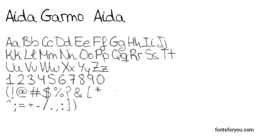 A fonte Aida Garmo   Aida – alfabeto, números, caracteres especiais