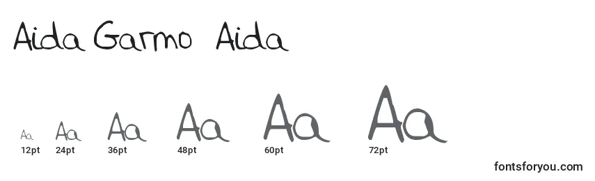 Размеры шрифта Aida Garmo   Aida