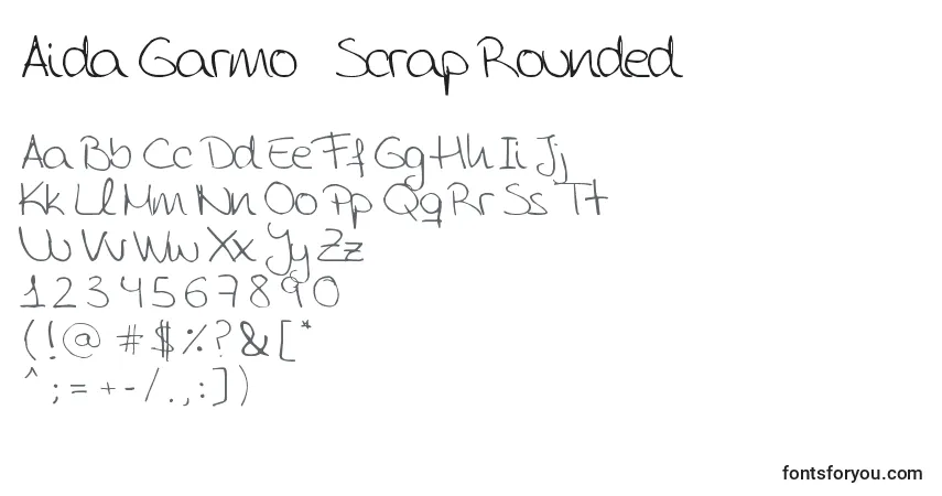 A fonte Aida Garmo   Scrap Rounded – alfabeto, números, caracteres especiais
