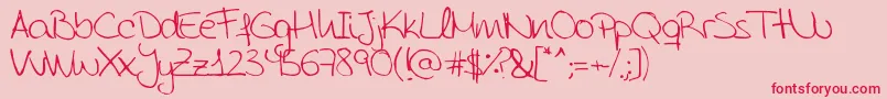 Aida Garmo   Scrap Rounded-Schriftart – Rote Schriften auf rosa Hintergrund