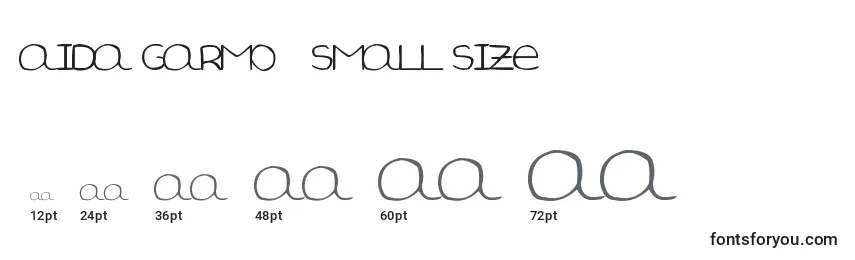 Размеры шрифта Aida Garmo   Small Size