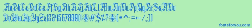 フォントAihet Script Personal Use Only – 青い文字は緑の背景です。