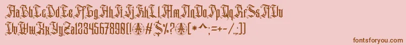 フォントAihet Script Personal Use Only – ピンクの背景に茶色のフォント