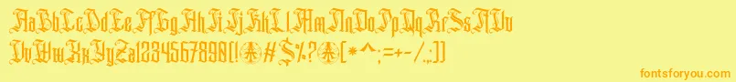 フォントAihet Script Personal Use Only – オレンジの文字が黄色の背景にあります。