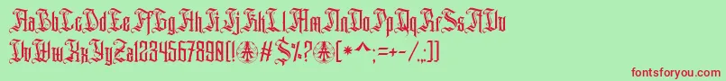 フォントAihet Script Personal Use Only – 赤い文字の緑の背景