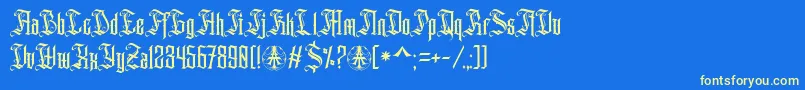 フォントAihet Script Personal Use Only – 黄色の文字、青い背景