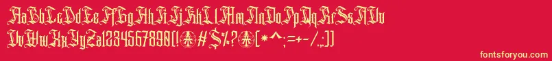 フォントAihet Script Personal Use Only – 黄色の文字、赤い背景