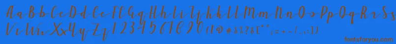Ailand-Schriftart – Braune Schriften auf blauem Hintergrund