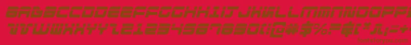 DirektorLaserItalic-Schriftart – Braune Schriften auf rotem Hintergrund