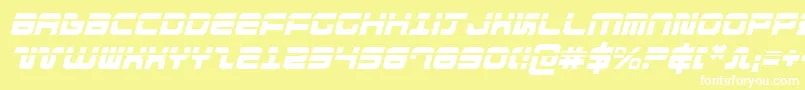 Fonte DirektorLaserItalic – fontes brancas em um fundo amarelo