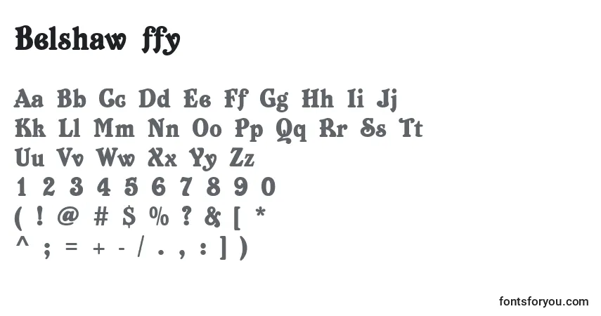 Czcionka Belshaw ffy – alfabet, cyfry, specjalne znaki