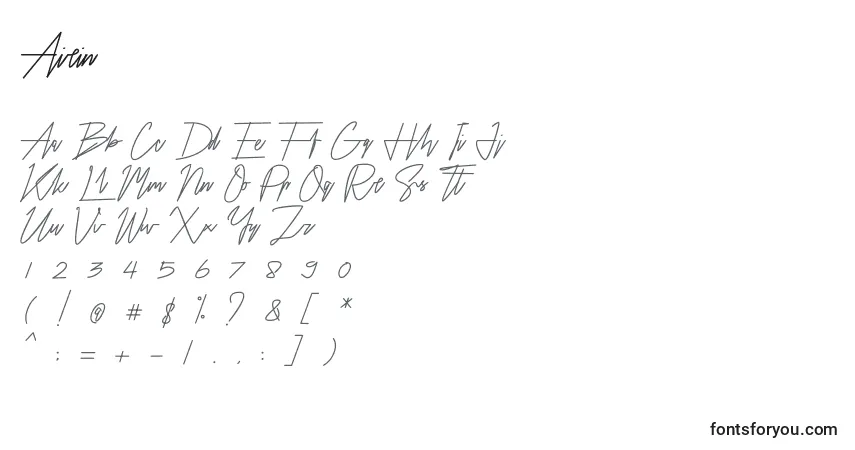 Schriftart Airin – Alphabet, Zahlen, spezielle Symbole