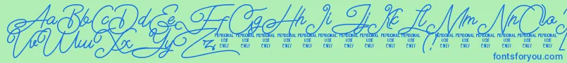 Airlangga Personal Use Only Font – Blue Fonts on Green Background