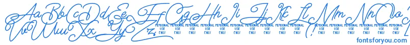 フォントAirlangga Personal Use Only – 白い背景に青い文字