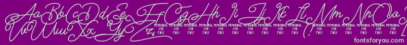 Шрифт Airlangga Personal Use Only – зелёные шрифты на фиолетовом фоне