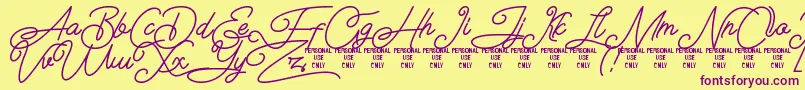 Airlangga Personal Use Only Font – Purple Fonts on Yellow Background