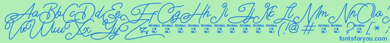 Airlangga Personal Use Only Font – Blue Fonts on Green Background