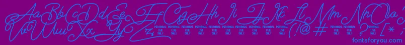 Шрифт Airlangga Personal Use Only – синие шрифты на фиолетовом фоне
