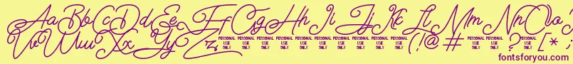 Airlangga Personal Use Only Font – Purple Fonts on Yellow Background