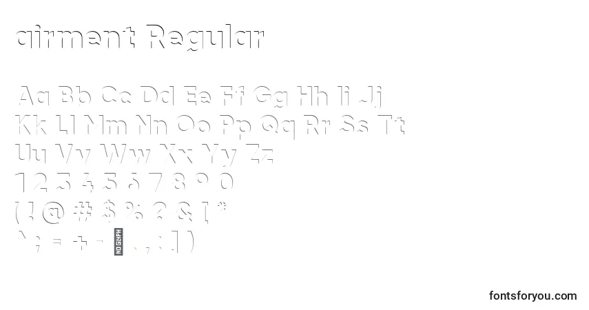 Schriftart Airment Regular – Alphabet, Zahlen, spezielle Symbole