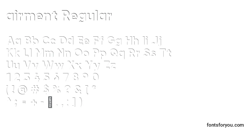 Schriftart Airment Regular (118904) – Alphabet, Zahlen, spezielle Symbole