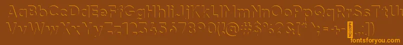 フォントairment Regular – オレンジ色の文字が茶色の背景にあります。