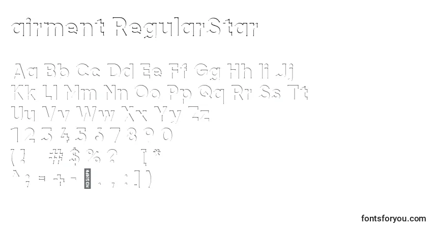 Schriftart Airment RegularStar (118906) – Alphabet, Zahlen, spezielle Symbole