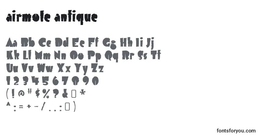 Schriftart Airmole antique (118908) – Alphabet, Zahlen, spezielle Symbole