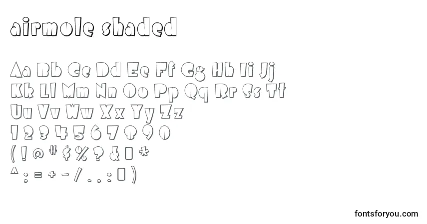 A fonte Airmole shaded (118909) – alfabeto, números, caracteres especiais