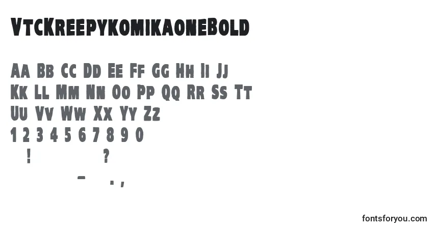A fonte VtcKreepykomikaoneBold – alfabeto, números, caracteres especiais