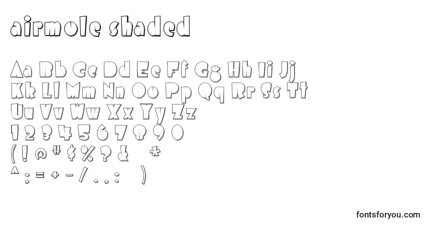 A fonte Airmole shaded (118910) – alfabeto, números, caracteres especiais