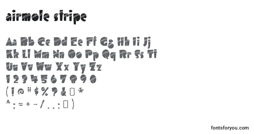 Schriftart Airmole stripe (118911) – Alphabet, Zahlen, spezielle Symbole
