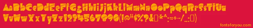 フォントairmole stripe – 赤い背景にオレンジの文字