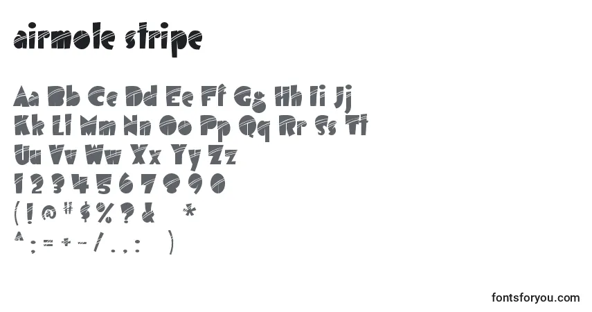 A fonte Airmole stripe (118912) – alfabeto, números, caracteres especiais