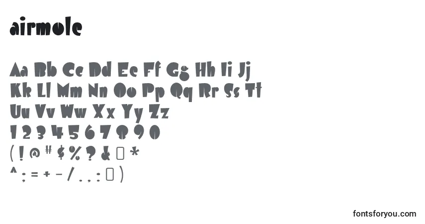 Schriftart Airmole (118913) – Alphabet, Zahlen, spezielle Symbole