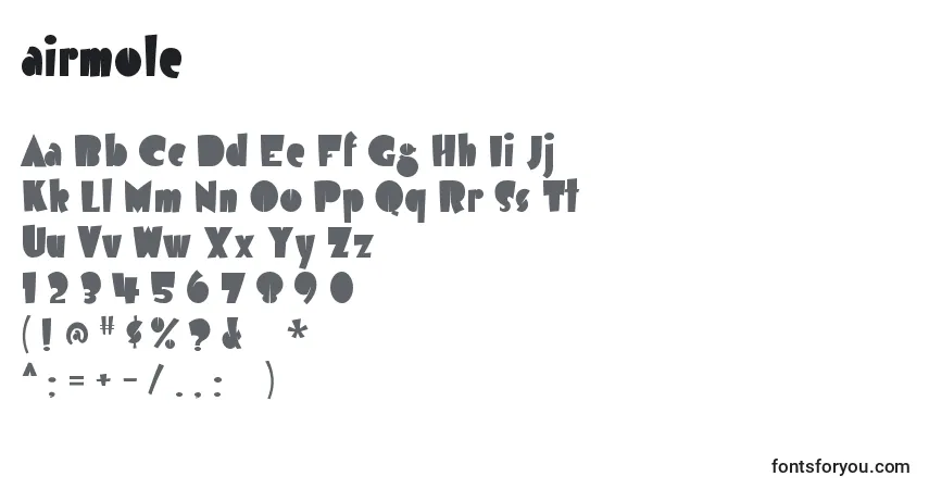 Schriftart Airmole (118914) – Alphabet, Zahlen, spezielle Symbole