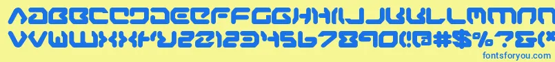 フォントaironeb – 青い文字が黄色の背景にあります。