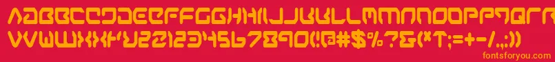 フォントaironec – 赤い背景にオレンジの文字