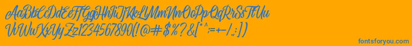 フォントAirplane Script – オレンジの背景に青い文字