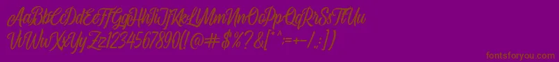 Airplane Script-Schriftart – Braune Schriften auf violettem Hintergrund