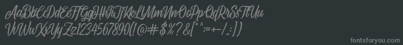 Airplane Script-fontti – harmaat kirjasimet mustalla taustalla