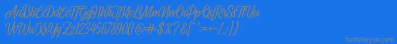 フォントAirplane Script – 青い背景に灰色の文字