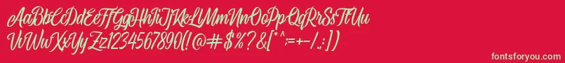 フォントAirplane Script – 赤い背景に緑の文字