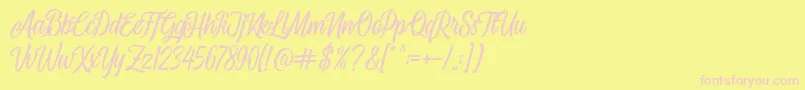 Fonte Airplane Script – fontes rosa em um fundo amarelo