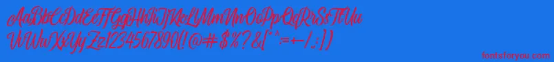Fonte Airplane Script – fontes vermelhas em um fundo azul