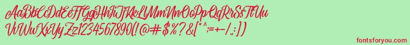 Airplane Script-fontti – punaiset fontit vihreällä taustalla