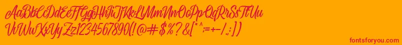 Airplane Script-Schriftart – Rote Schriften auf orangefarbenem Hintergrund