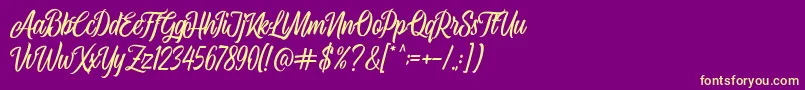 フォントAirplane Script – 紫の背景に黄色のフォント